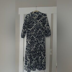 Zara Navy and White midi dress